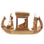 Bote Egipcio Dorado. Medidas: Altura 10cm Largo 19cm Ancho 6,5cm.