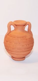 Cántara rayada mediana de un asa y dos. Medidas: 5,5 cm.