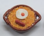 Cazuela pequeña esmaltada migas con huevo. Medidas: 2cm.